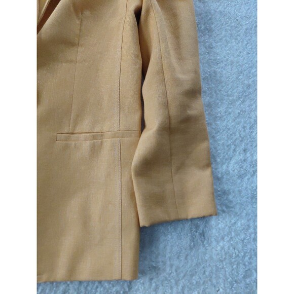 Lafayette 148 NY Size 4 Gold 2 Button Down Cotton/Linen Pockets Jacket Blazer - Picture 4 of 10